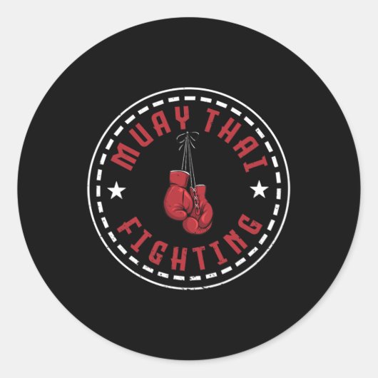 Sticker Rond Superbe conception de combat de Muay Thai Kickboxe (Devant)