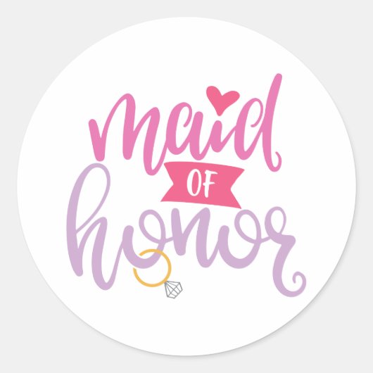 Sticker Rond Superbe conception de mariage demoiselle d'honneur (Devant)