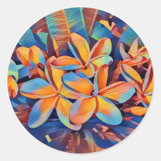 Sticker Rond Superbe frangipanis tropical (Devant)