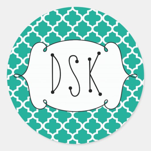 Sticker Rond Superbe fun turquoise simple marocain carrelage mo (Devant)