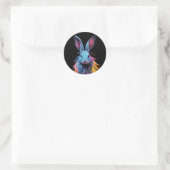 Sticker Rond Superbe Lapin Bleu en feu (Sac)