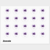Sticker Rond Superbe Mariage de fleurs violettes (Feuille)
