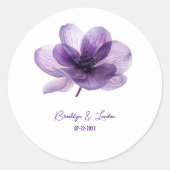 Sticker Rond Superbe Mariage de fleurs violettes (Devant)