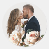 Sticker Rond Superbe Mariage de Rose d'huile beige (Devant)