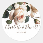 Sticker Rond Superbe Mariage de Rose d'huile beige (Devant)