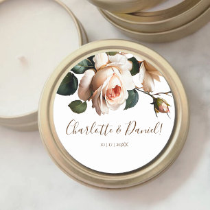 Sticker Rond Superbe Mariage de Rose d'huile beige