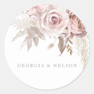 Sticker Rond Superbe Mariage floral Blush