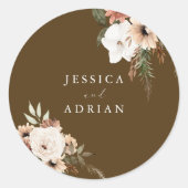 Sticker Rond Superbe Mariage Floral Boho (Devant)