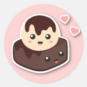 Sticker Rond Superbe paire de glace à la vanille et de brownie