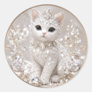 Sticker Rond Superbe Princesse Diamant Chaton Luxe de Haute Q