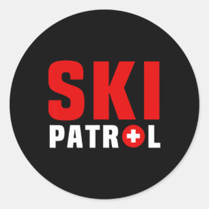 Sticker Rond Superbe tenue de patrouille de ski Pente d'urgence