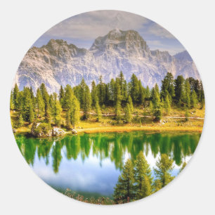 Sticker Rond Superbe vue Pittoresque sur les Dolomites en Itali