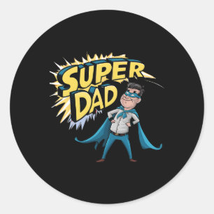 Sticker Rond Superdad Funny Superhero Papa Présente Le Costume