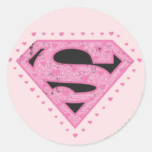 Sticker Rond Supergirl a affligé le noir et le rose de logo