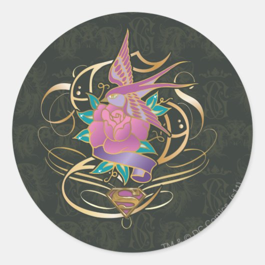 Sticker Rond Supergirl Bird et Flower (Devant)