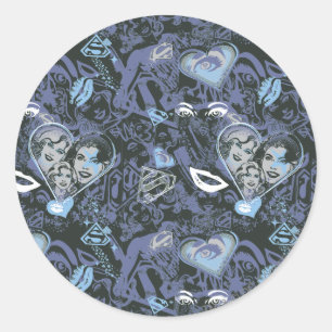 Sticker Rond Supergirl Coeurs et lèvres Motif