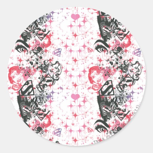 Sticker Rond Supergirl Collage Motif (Devant)