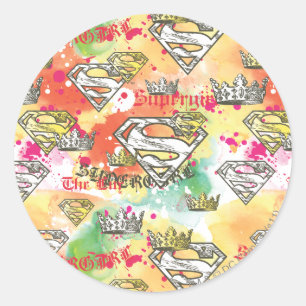 Sticker Rond Supergirl Crown Pattern