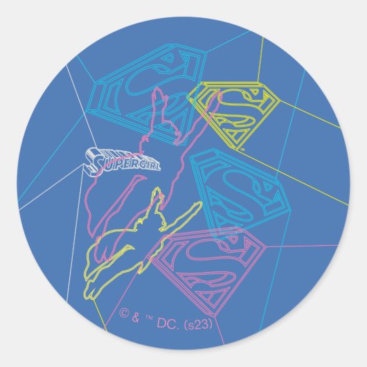 Sticker Rond Supergirl et logo en couleurs (Devant)