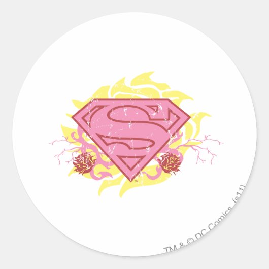 Sticker Rond Supergirl Fleurs roses (Devant)