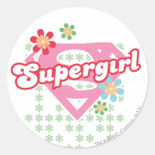 Sticker Rond Supergirl Flower Madness