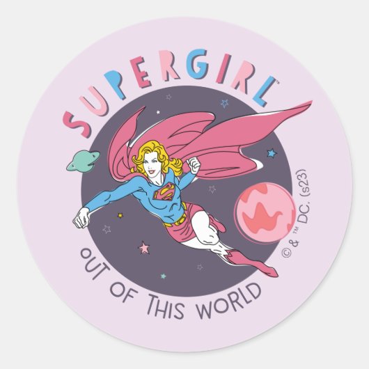 Sticker Rond Supergirl Flying Upwards Illustration (Devant)