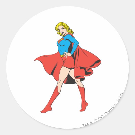 Sticker Rond Supergirl frappe un poteau (Devant)