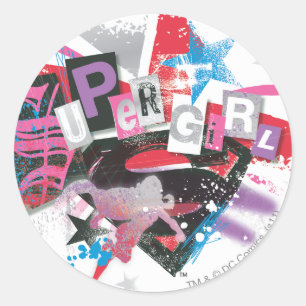 Sticker Rond Supergirl Grunge Design