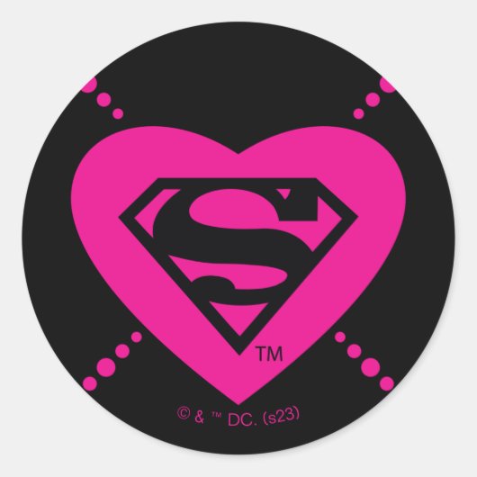 Sticker Rond Supergirl Hearts Diagonal Pattern (Devant)