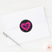 Sticker Rond Supergirl Hearts Diagonal Pattern (Enveloppe)