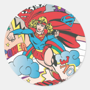 Sticker Rond Supergirl Love Conquise