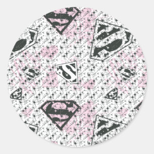 Sticker Rond Supergirl Motif de logo rose et blanc