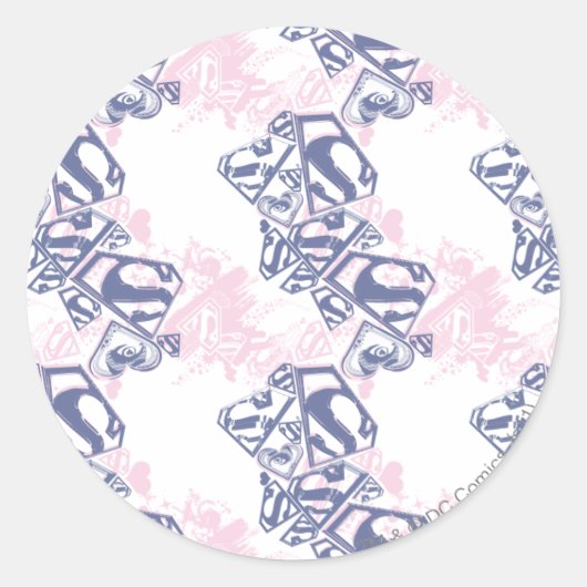 Sticker Rond Supergirl Motif rose et violet (Devant)