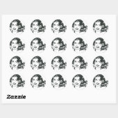 Sticker Rond Supergirl noir et blanc dessin 2 (Feuille)