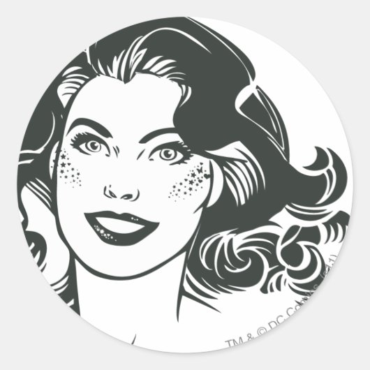 Sticker Rond Supergirl noir et blanc dessin 2 (Devant)