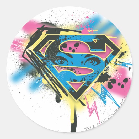 Sticker Rond Supergirl Paint and Spills (Devant)