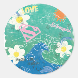 Sticker Rond Supergirl Partagez votre esprit et votre amour