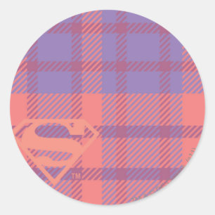 Sticker Rond Supergirl Pink and Purple Pattern