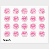 Sticker Rond Supergirl Pink Stripes (Feuille)