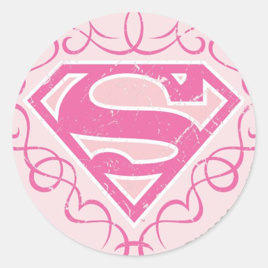 Sticker Rond Supergirl Pink Stripes (Devant)