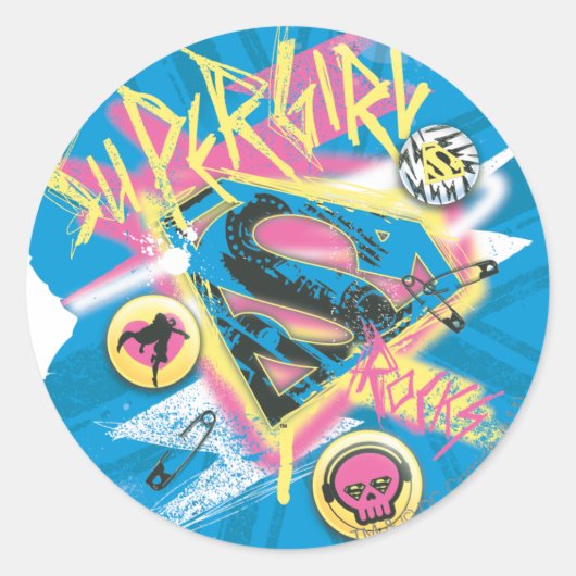 Sticker Rond Supergirl Rocks (Devant)