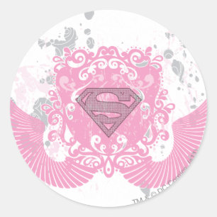 Sticker Rond Supergirl rose aile design