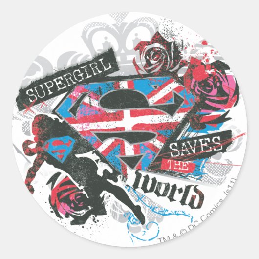 Sticker Rond Supergirl sauve le monde (Devant)