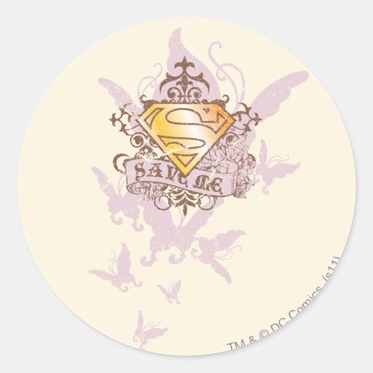 Sticker Rond Supergirl Sauvez-moi (Devant)