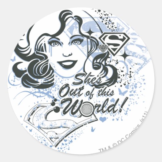 Sticker Rond Supergirl She's Out of this World ! (Devant)