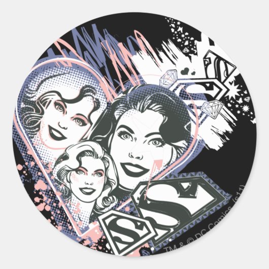 Sticker Rond Supergirl Visage Collage (Devant)