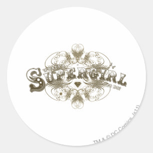Sticker Rond Supergirl What's a Girl to Do Brown