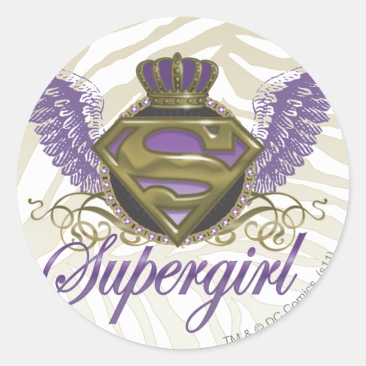 Sticker Rond Supergirl Zebra Print (Devant)