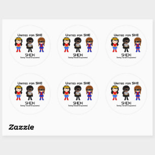 Sticker Rond SUPERHERO Black Outline - United for SHE