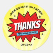 Sticker Rond Superhero Comic Book N'importe quel âge Anniversai (Devant)